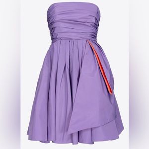 PINKO strapless mini taffeta dress in lavender & orange. Size 52 (IT) ~18 (US)